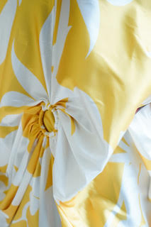 Lux Yellow Tropical Flower Keyhole Midi Caftan