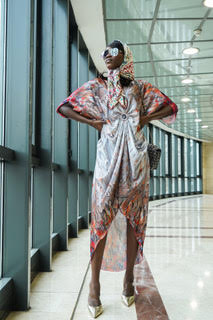 Lux Snakeskin Keyhole V-Neck Midi Caftan