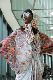 Lux Snakeskin Keyhole V-Neck Midi Caftan
