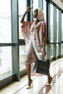 Lux Snakeskin Keyhole V-Neck Midi Caftan