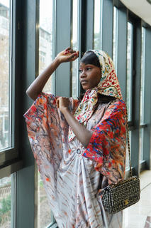 Lux Snakeskin Keyhole V-Neck Midi Caftan