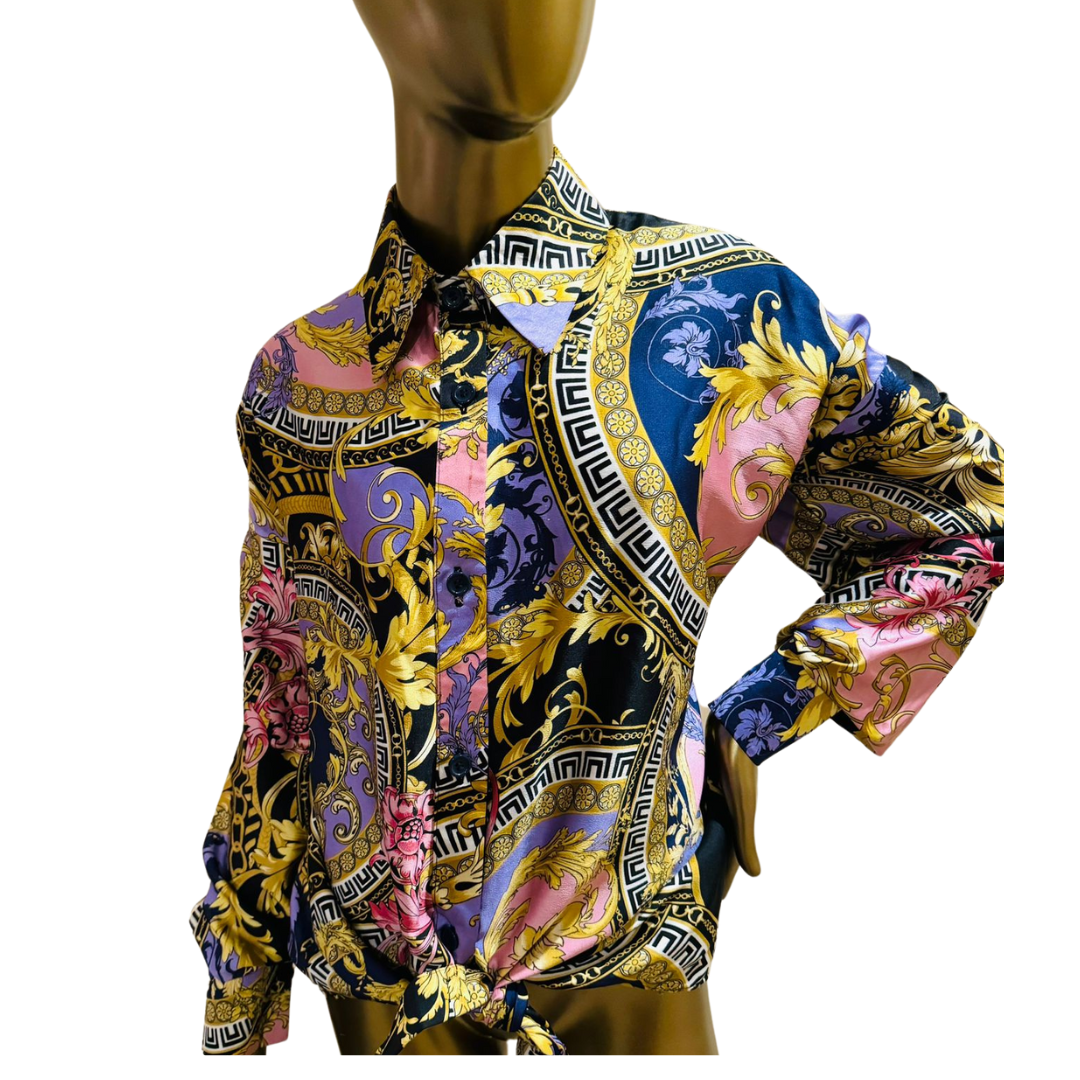 Baroque Print Long Sleeve Shirt