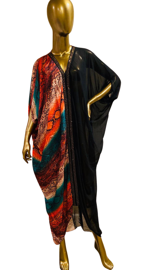 Lux chiffon dolman sleeve  snakeskin caftan