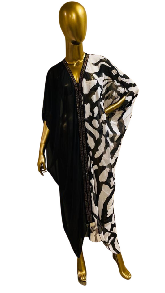 Lux chiffon abstract embellished caftan