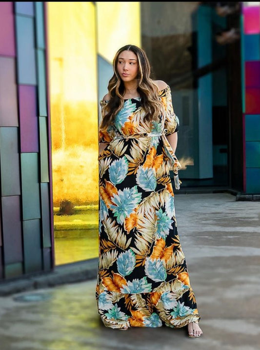 Multi Floral Printed Maxi Dress