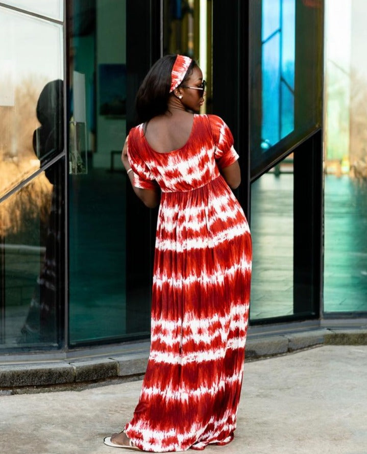 Red Tie Dye Maxi Dress